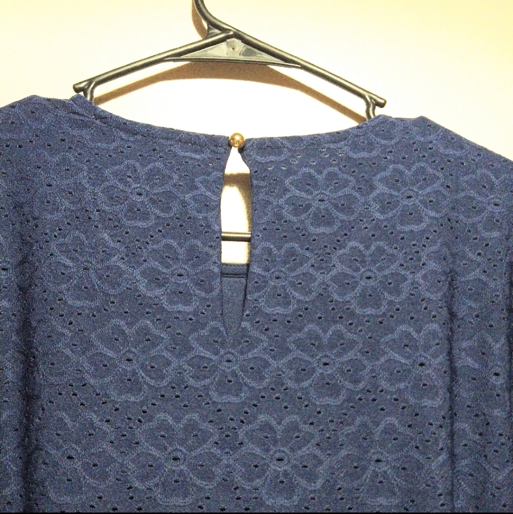 Michael Kors Navy Blue Rope Tie Waist Eyelet Dress - Picture 5 of 14